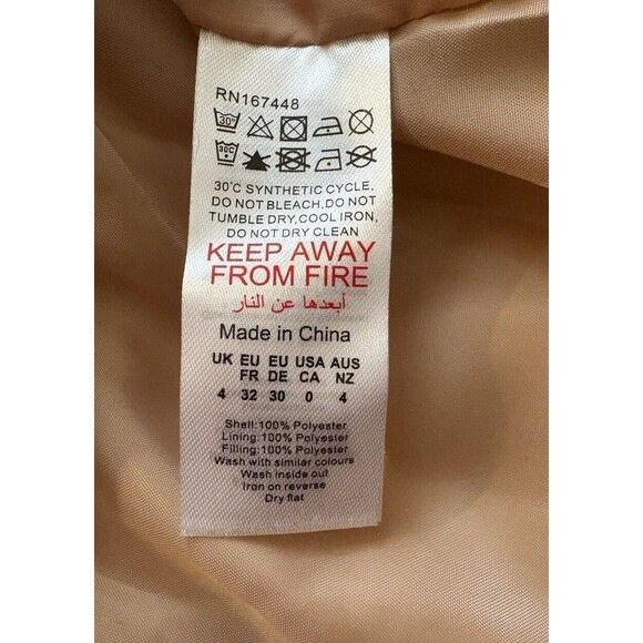 PrettyLittleThing Stone Peach Skin Diamond Quilted Jacket Women's Size 0 US New! - Picture 10 of 14